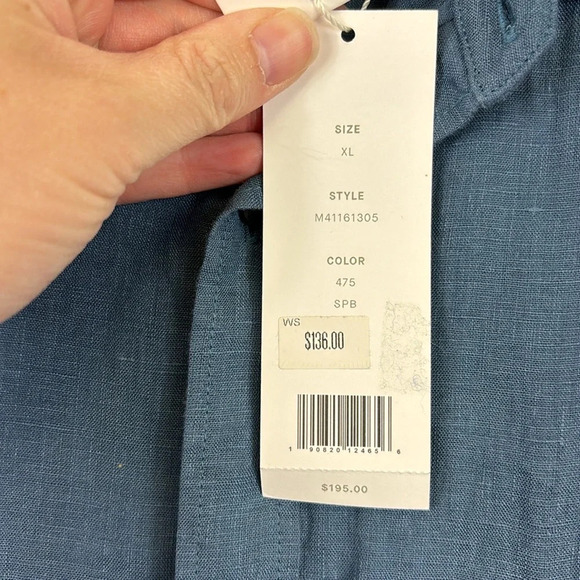 NWT Vince men’s blue short sleeve linen button down shirt sz xl - Picture 2 of 7